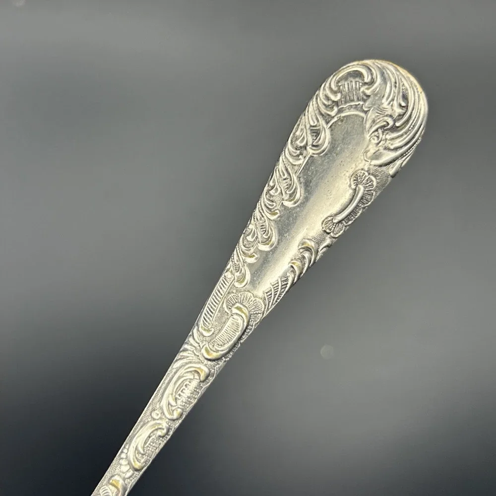 1908 Extra Silver Coin Plate UTILITY FORK Pickle Olive Seafood Long 8